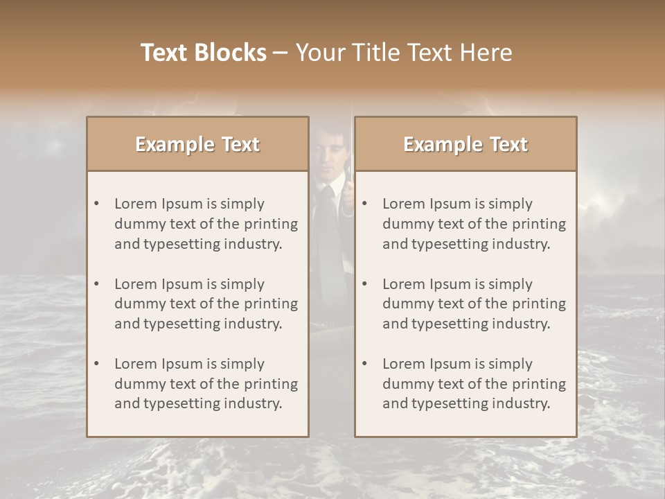 A Man Sitting In A Chair With An Umbrella Over His Head PowerPoint Template