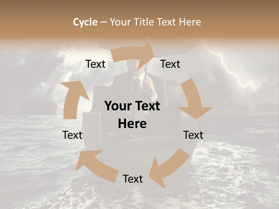 A Man Sitting In A Chair With An Umbrella Over His Head PowerPoint Template