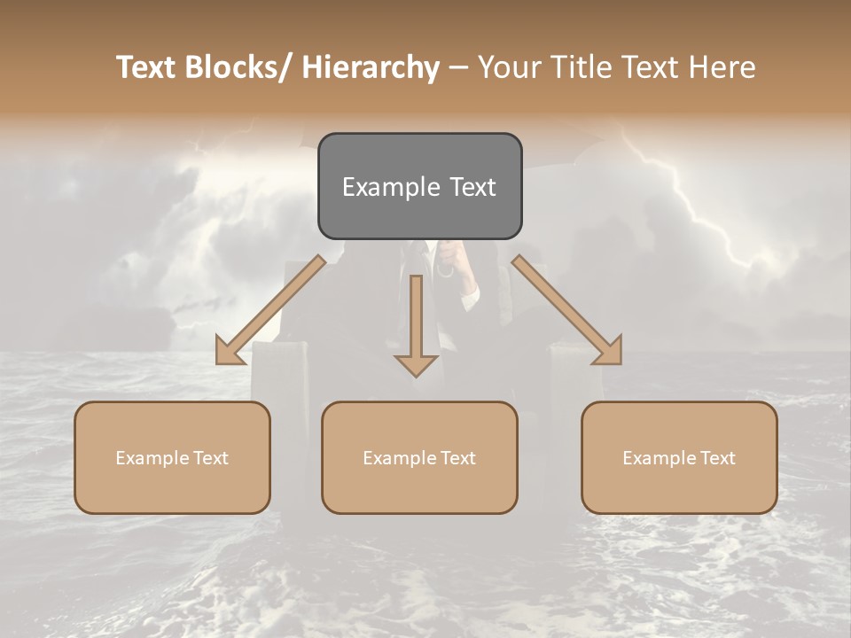 A Man Sitting In A Chair With An Umbrella Over His Head PowerPoint Template