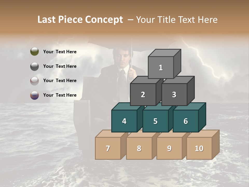 A Man Sitting In A Chair With An Umbrella Over His Head PowerPoint Template