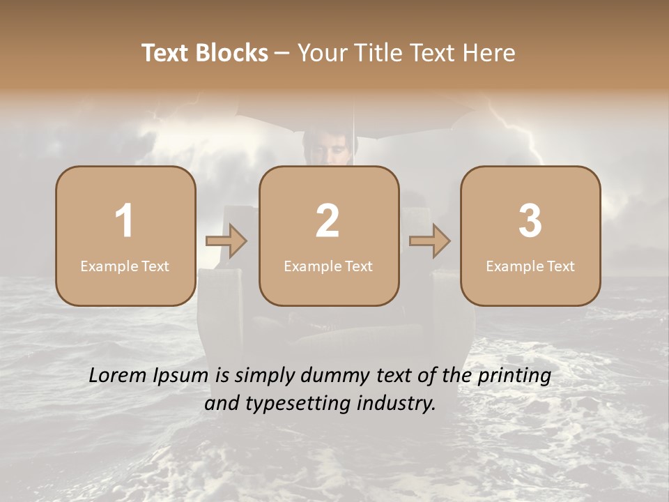 A Man Sitting In A Chair With An Umbrella Over His Head PowerPoint Template