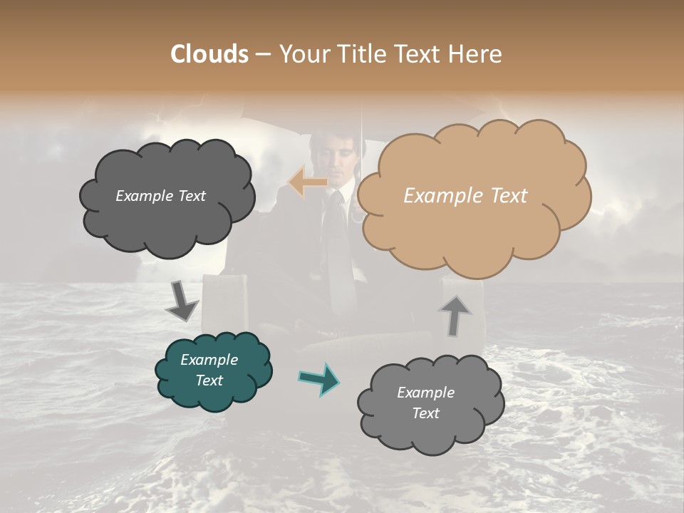 A Man Sitting In A Chair With An Umbrella Over His Head PowerPoint Template