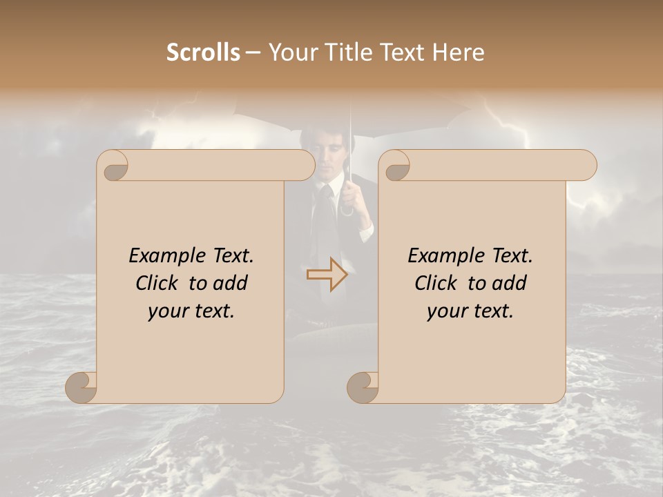 A Man Sitting In A Chair With An Umbrella Over His Head PowerPoint Template