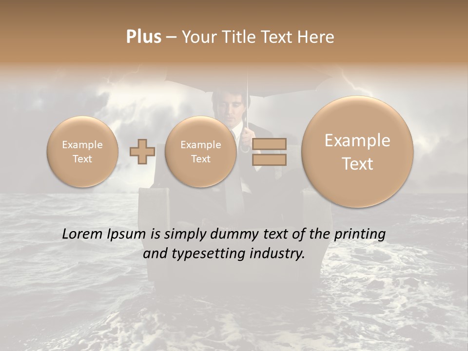 A Man Sitting In A Chair With An Umbrella Over His Head PowerPoint Template