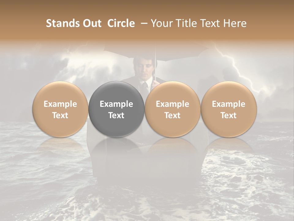 A Man Sitting In A Chair With An Umbrella Over His Head PowerPoint Template