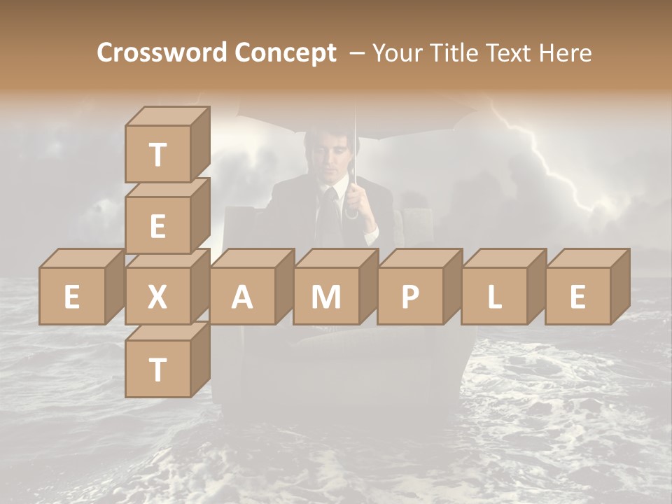 A Man Sitting In A Chair With An Umbrella Over His Head PowerPoint Template