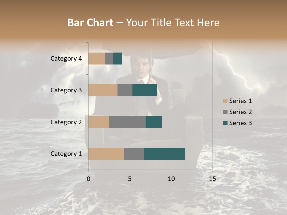 A Man Sitting In A Chair With An Umbrella Over His Head PowerPoint Template