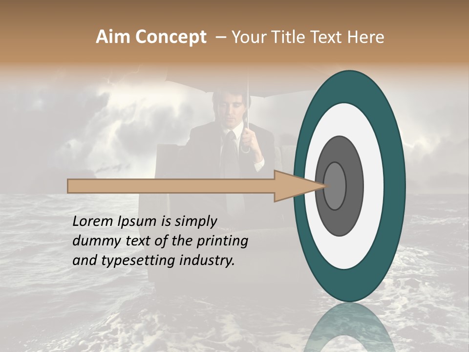 A Man Sitting In A Chair With An Umbrella Over His Head PowerPoint Template