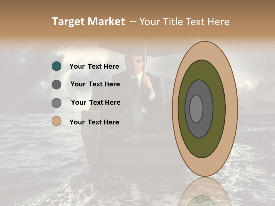 A Man Sitting In A Chair With An Umbrella Over His Head PowerPoint Template