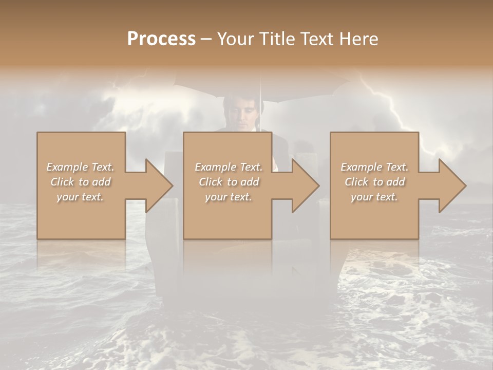 A Man Sitting In A Chair With An Umbrella Over His Head PowerPoint Template