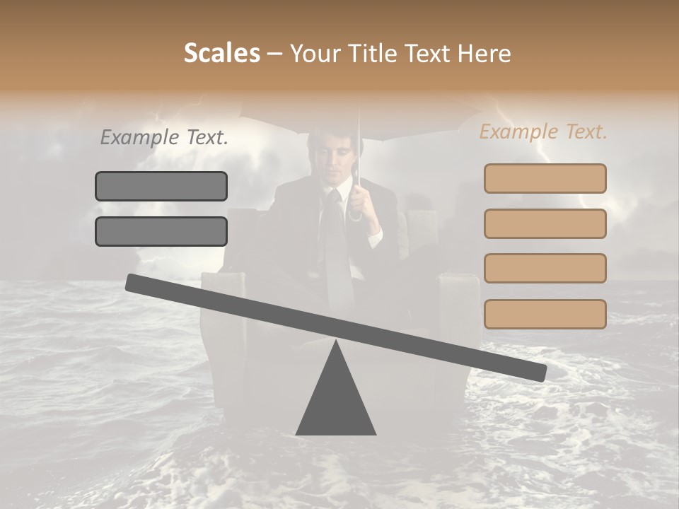 A Man Sitting In A Chair With An Umbrella Over His Head PowerPoint Template