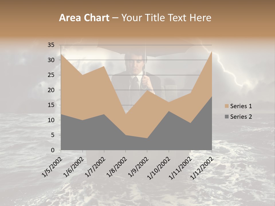 A Man Sitting In A Chair With An Umbrella Over His Head PowerPoint Template