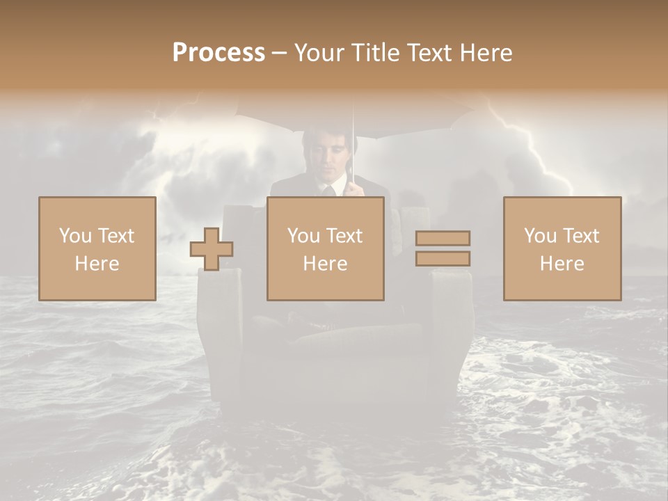 A Man Sitting In A Chair With An Umbrella Over His Head PowerPoint Template