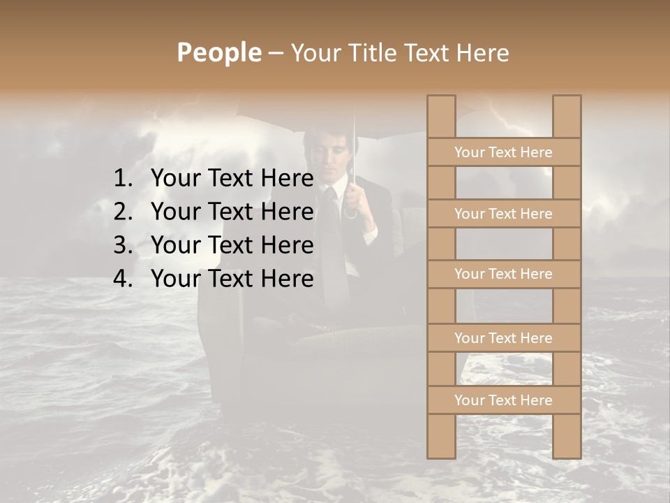 A Man Sitting In A Chair With An Umbrella Over His Head PowerPoint Template