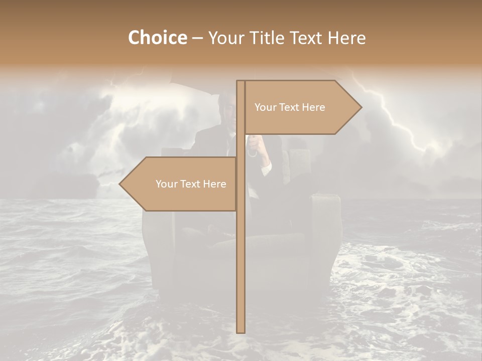 A Man Sitting In A Chair With An Umbrella Over His Head PowerPoint Template