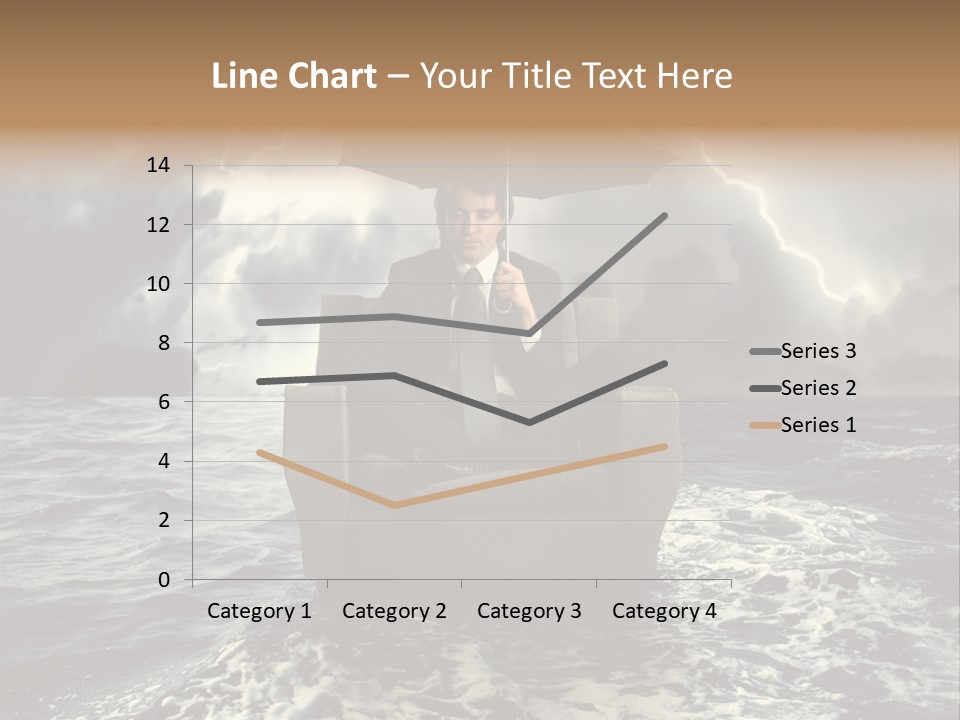 A Man Sitting In A Chair With An Umbrella Over His Head PowerPoint Template