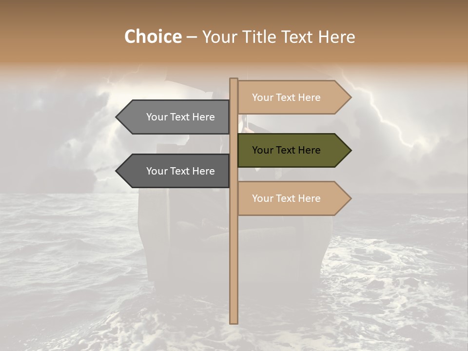 A Man Sitting In A Chair With An Umbrella Over His Head PowerPoint Template