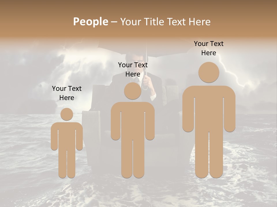 A Man Sitting In A Chair With An Umbrella Over His Head PowerPoint Template