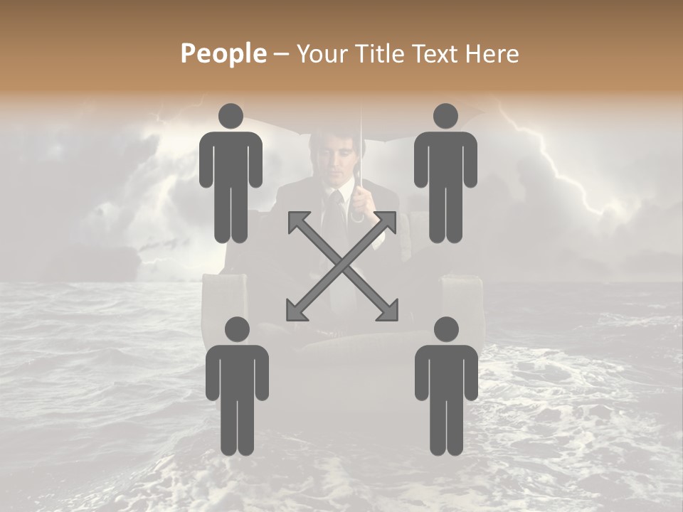A Man Sitting In A Chair With An Umbrella Over His Head PowerPoint Template