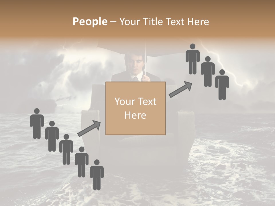 A Man Sitting In A Chair With An Umbrella Over His Head PowerPoint Template