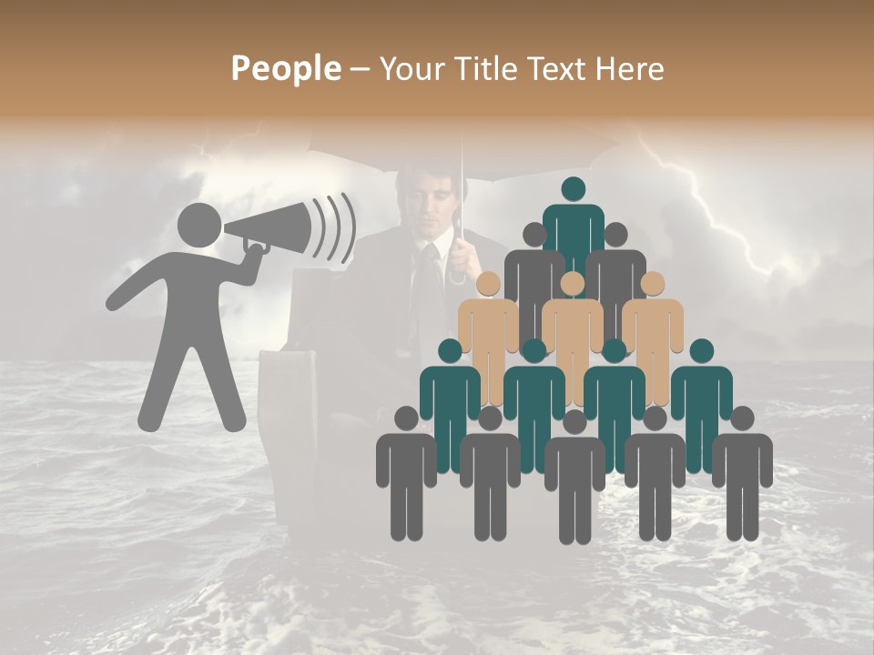 A Man Sitting In A Chair With An Umbrella Over His Head PowerPoint Template