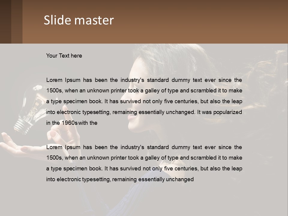 A Woman Holding A Light Bulb In Her Hand PowerPoint Template