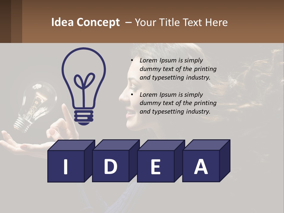 A Woman Holding A Light Bulb In Her Hand PowerPoint Template