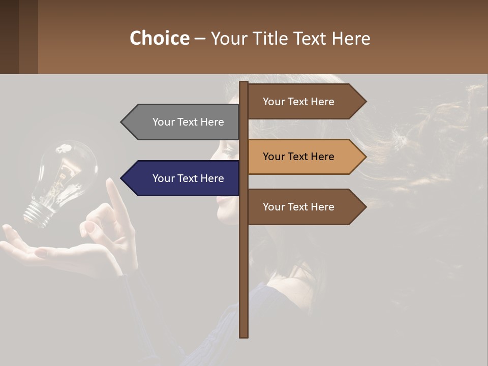 A Woman Holding A Light Bulb In Her Hand PowerPoint Template