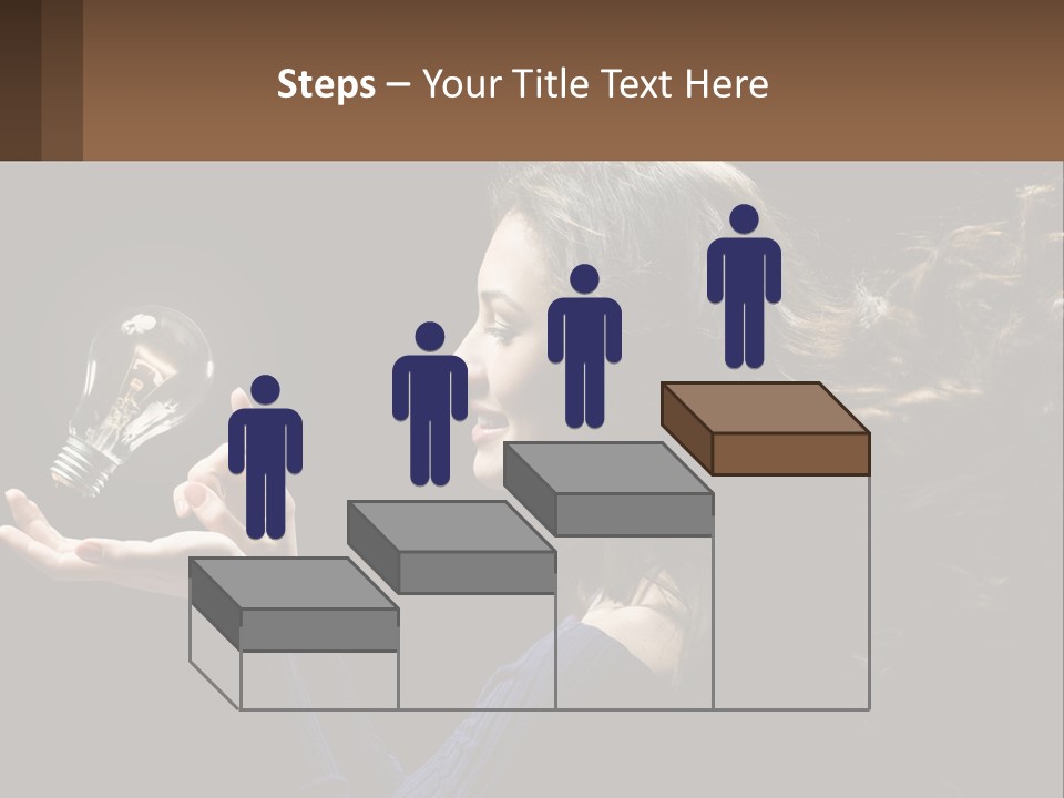 A Woman Holding A Light Bulb In Her Hand PowerPoint Template