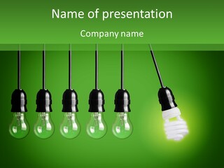 A Group Of Light Bulbs With A Green Background PowerPoint Template