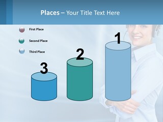 A Woman Wearing A Headset With Her Arms Crossed PowerPoint Template