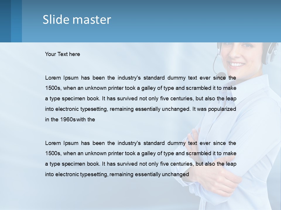 A Woman Wearing A Headset With Her Arms Crossed PowerPoint Template