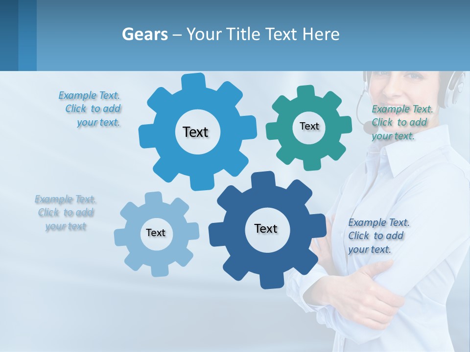 A Woman Wearing A Headset With Her Arms Crossed PowerPoint Template