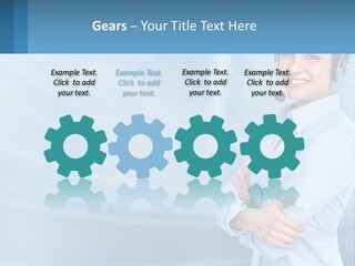 A Woman Wearing A Headset With Her Arms Crossed PowerPoint Template