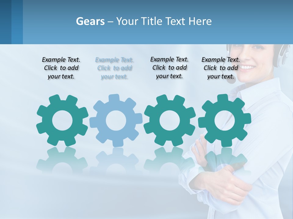 A Woman Wearing A Headset With Her Arms Crossed PowerPoint Template