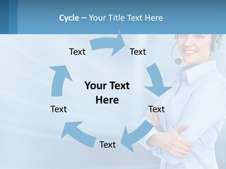 A Woman Wearing A Headset With Her Arms Crossed PowerPoint Template