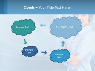 A Woman Wearing A Headset With Her Arms Crossed PowerPoint Template