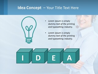 A Woman Wearing A Headset With Her Arms Crossed PowerPoint Template