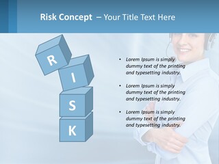 A Woman Wearing A Headset With Her Arms Crossed PowerPoint Template