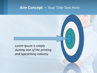 A Woman Wearing A Headset With Her Arms Crossed PowerPoint Template