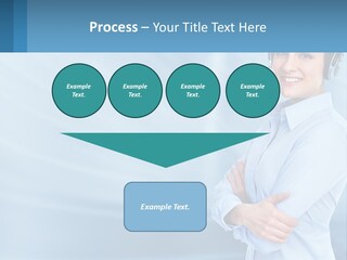 A Woman Wearing A Headset With Her Arms Crossed PowerPoint Template