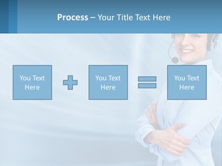 A Woman Wearing A Headset With Her Arms Crossed PowerPoint Template