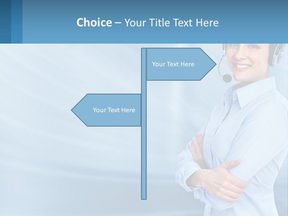 A Woman Wearing A Headset With Her Arms Crossed PowerPoint Template