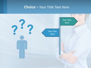 A Woman Wearing A Headset With Her Arms Crossed PowerPoint Template