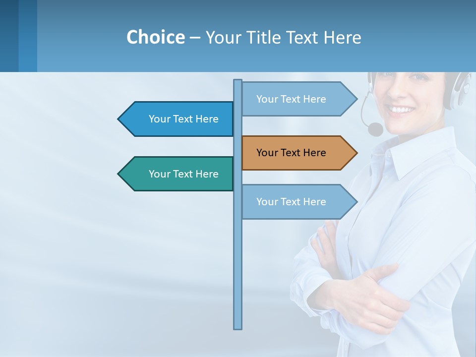 A Woman Wearing A Headset With Her Arms Crossed PowerPoint Template