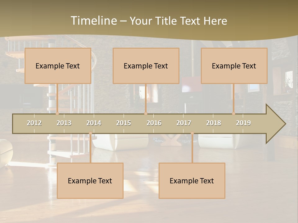 A Living Room Filled With Furniture And A Spiral Staircase PowerPoint Template
