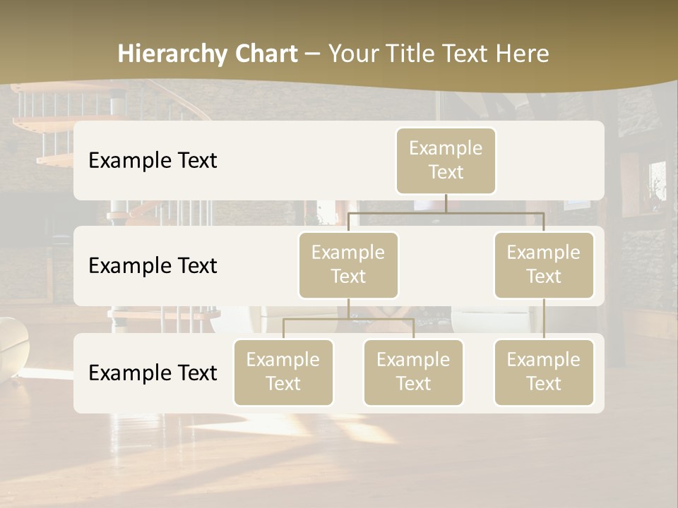 A Living Room Filled With Furniture And A Spiral Staircase PowerPoint Template
