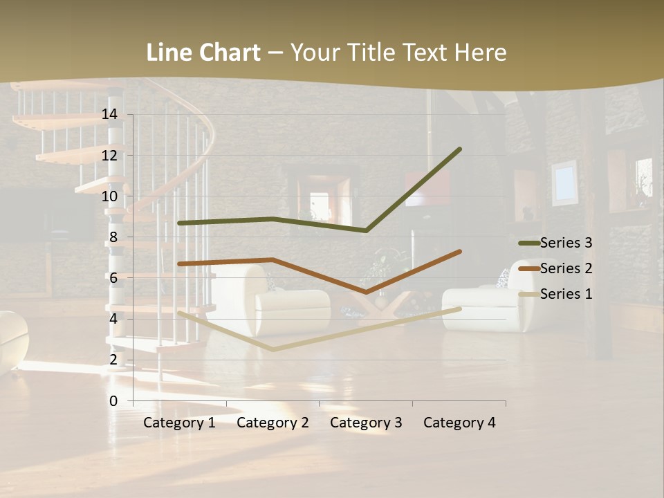 A Living Room Filled With Furniture And A Spiral Staircase PowerPoint Template