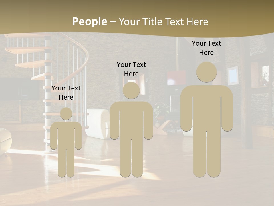 A Living Room Filled With Furniture And A Spiral Staircase PowerPoint Template