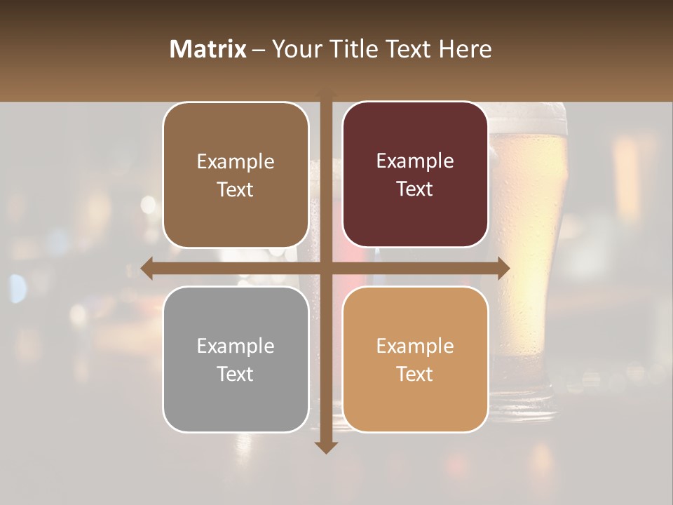 Three Glasses Of Beer On A Table With A Bar In The Background PowerPoint Template
